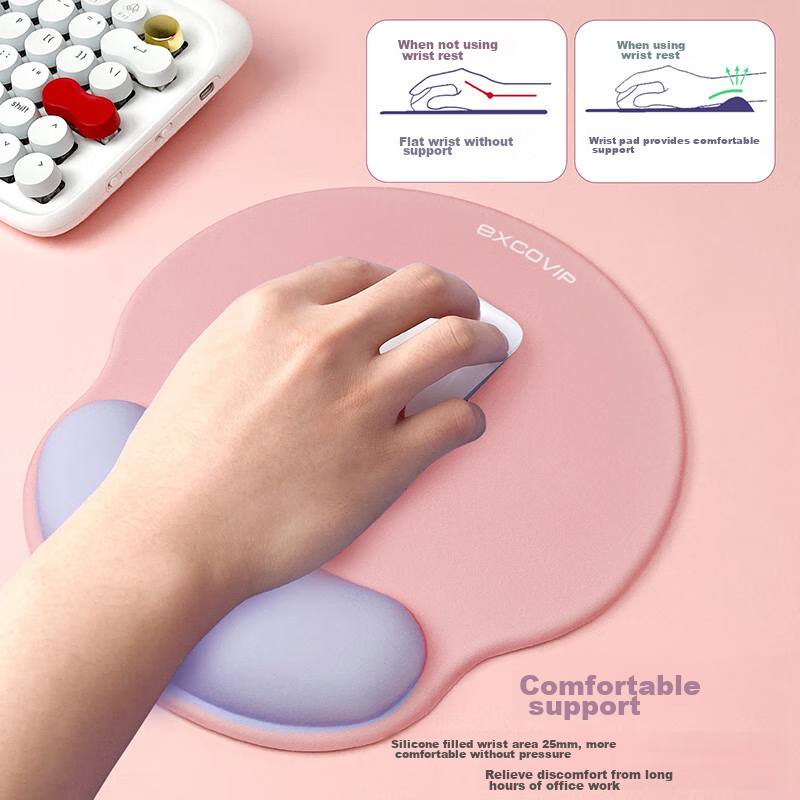 EXCO Pink + Purple Color-Block Mouse Pad Wrist Rest Large Silicone Soft Desk Pad Wrist Support for Women, Laptop Office Gaming Wrist Pad Non-Slip Mouse Pad for Men 9903 6
