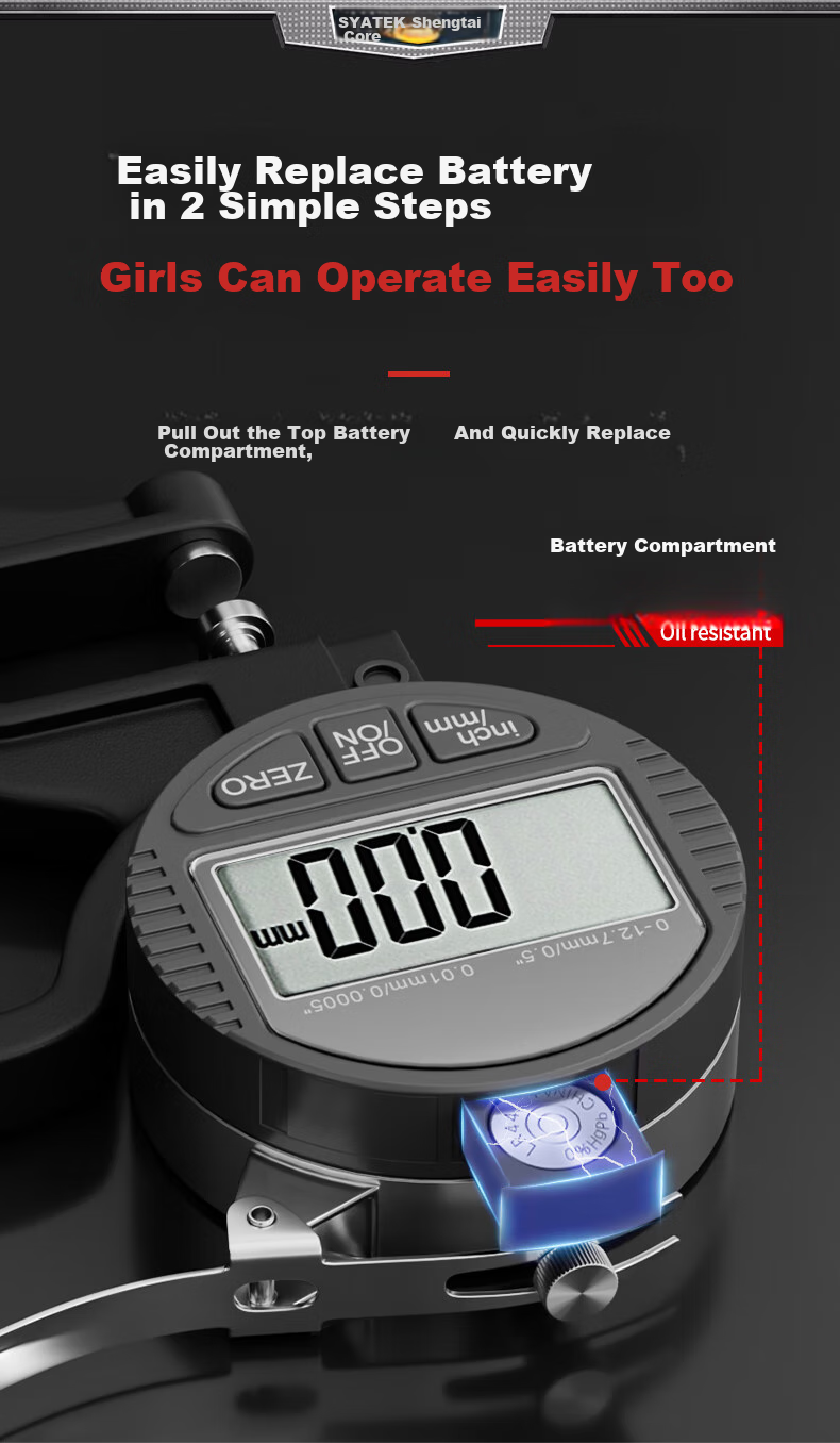 SYNTEK Micrometer Thickness Gauge High-Precision Digital Thickness Meter 0-20mm Flat Head 0.001mm Resolution 9