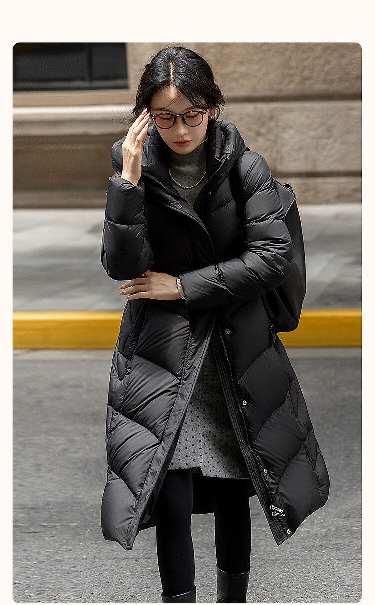 Dme [Hide in Sunroom] Winter 400T Spring 90% Down Filling Wavy Pattern Hooded down Jacket for Wome 3