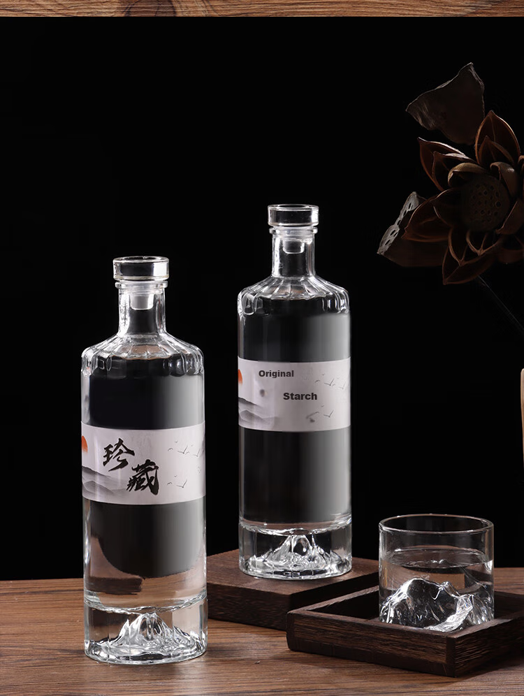 Jidukongjian Empty Glass Bottles for Infusing Liquor, Sealed Storage Bottles for Liquor, White Spirit Bottles, Transparent Medicine Bottle Specialized Bottles 500ML*2 11