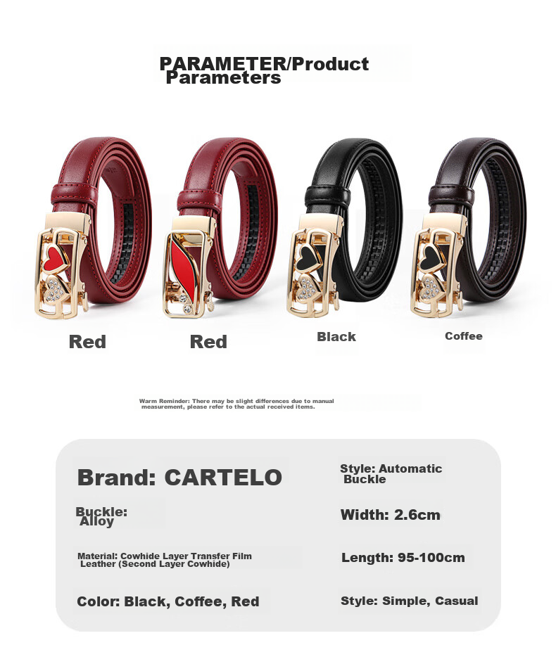 CARTELO Women's Leather Belt Cowhide Decorative Slim Skirt Belt Fashion Casual Versatile Pin Buckle Gift 10