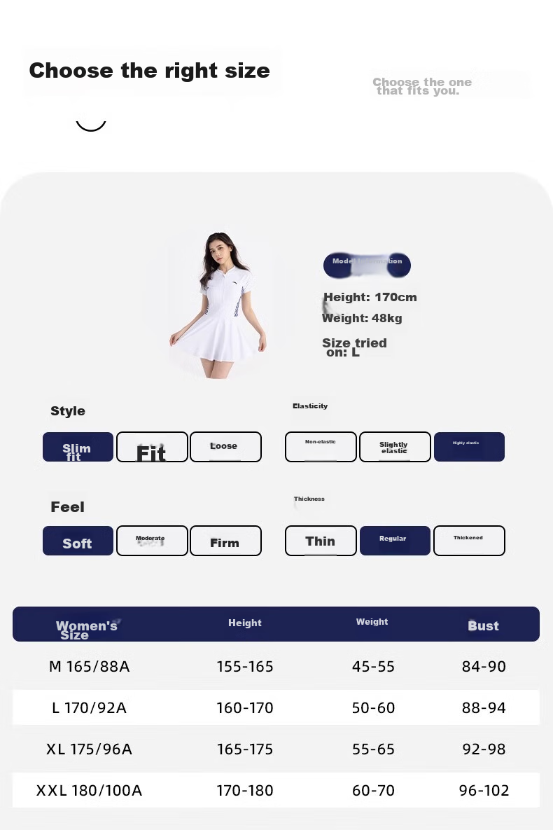 ANTA One-Piece Swimsuit for Women, Hot Spring Swimwear, New Style Skirt Design, Slimming for Curvy Figures, Tummy Control, Conservative, Plus Size, White, Size M 3