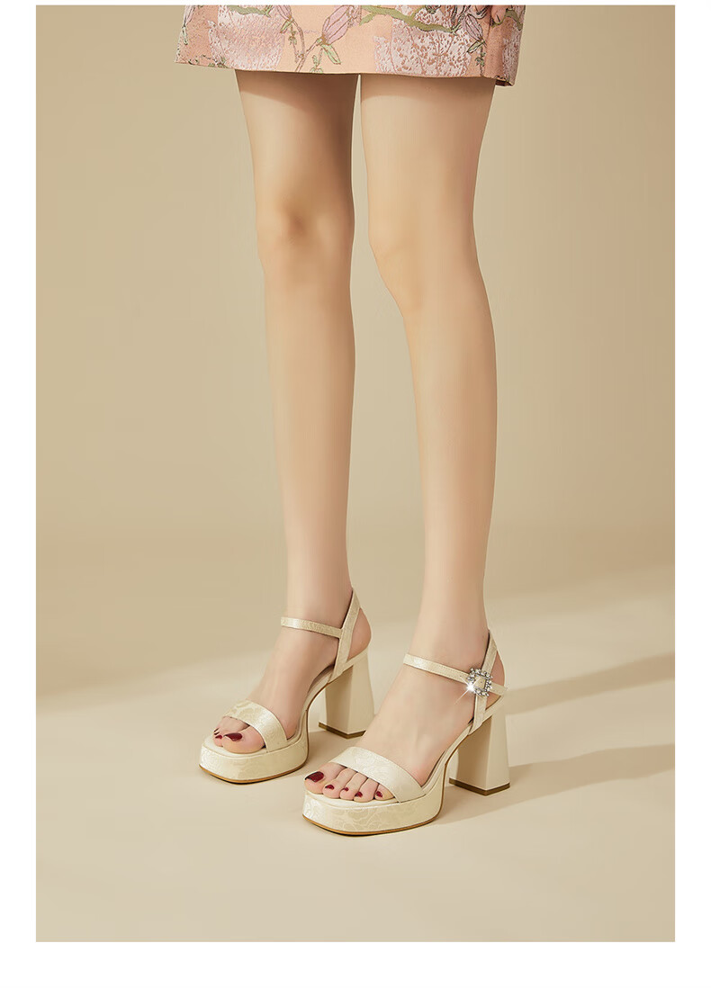 DAPHNE Chunky High Heels for Women, Summer Elegant Versatile Petite Height-Increasing Ankle Strap Sandals, Black, Size 36 4
