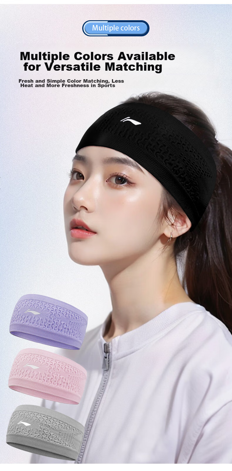 Li-Ning Sports Headband for Women, Sweat-Absorbing Forehead Band for Men, Running Sweat-Guiding Band, Antiperspirant Headband, Hair Tie, Head Wrap 11