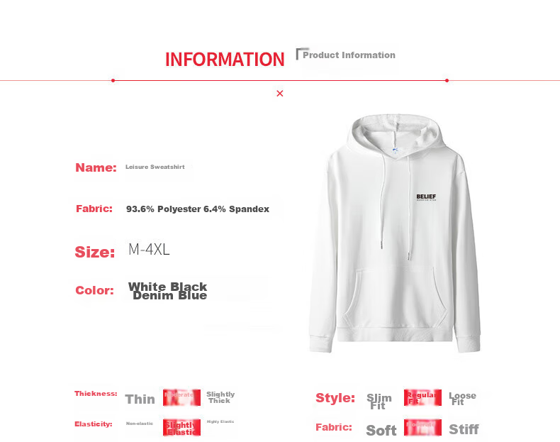 Huili Men's Sweatshirt, Solid Color Pullover, Athletic Long-Sleeve Undershirt, Loose-Fitting Versatile Hooded Jacket for Autumn And Winter, Men's Clothing 11