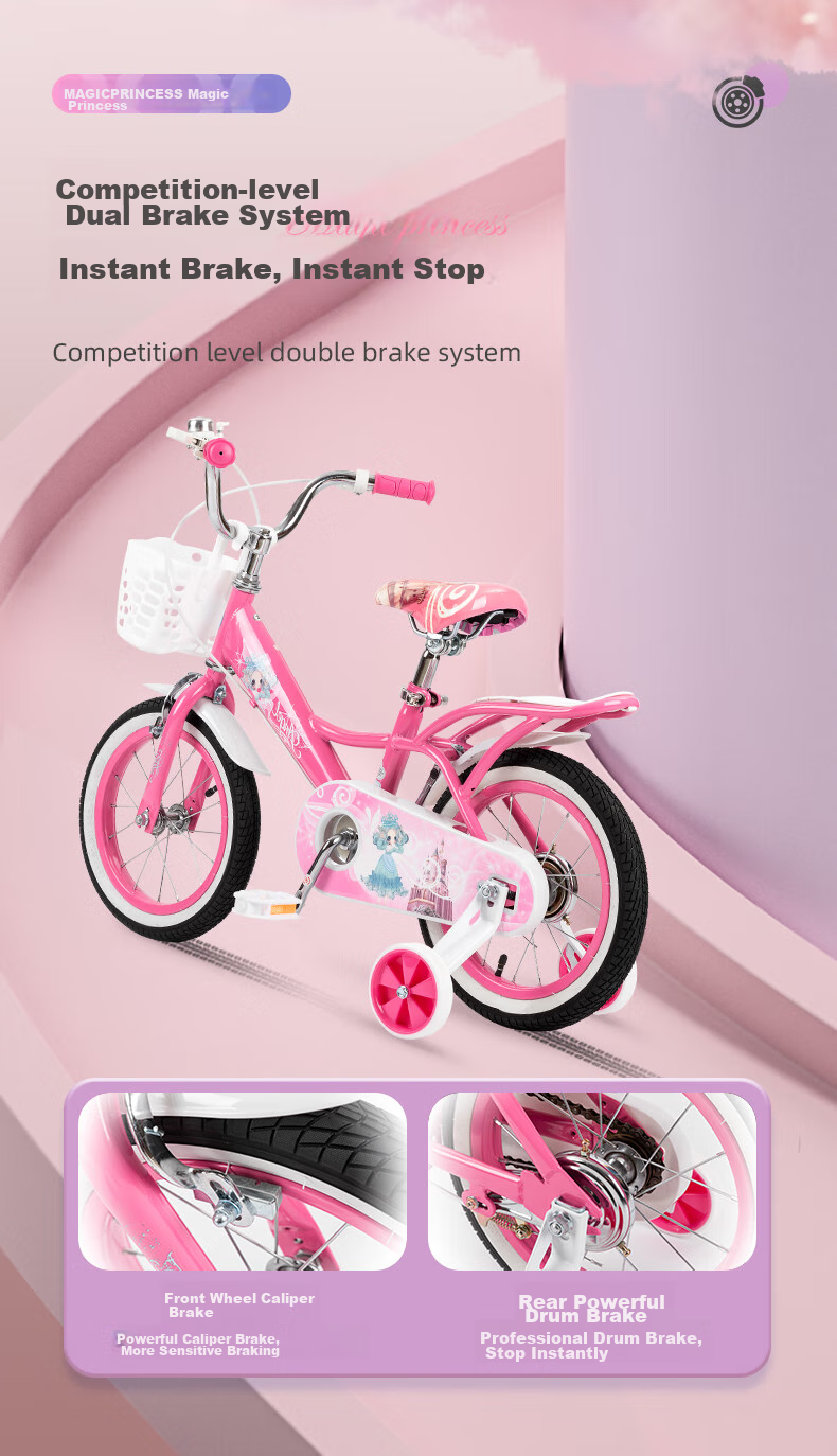 TOPRIGHT Sold by JD, Honeybird Aluminum Alloy Children's Bicycle for Girls Aged 3-8, Baby Pedal Bike, 16-Inch Pink 12