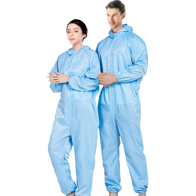 Jiuqiangu Antistatic Suit, Clean Room Coverall, Full-Body Dustproof Workwear, Unisex One-Piece Suit, Customizable, Blue, XL