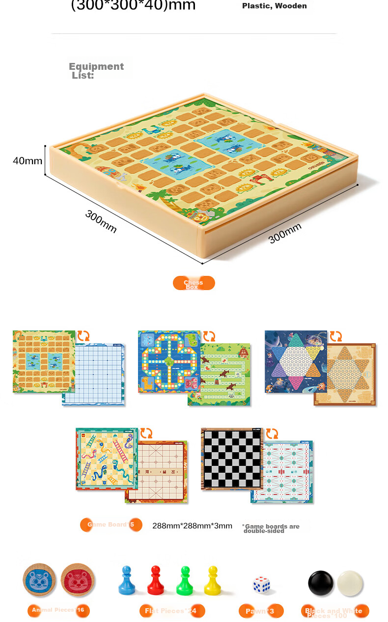 Deli Six-In Children's Game Set: Go, Chess, Checkers, Ludo, Battle Chess, Board Games, Camping Gift 19