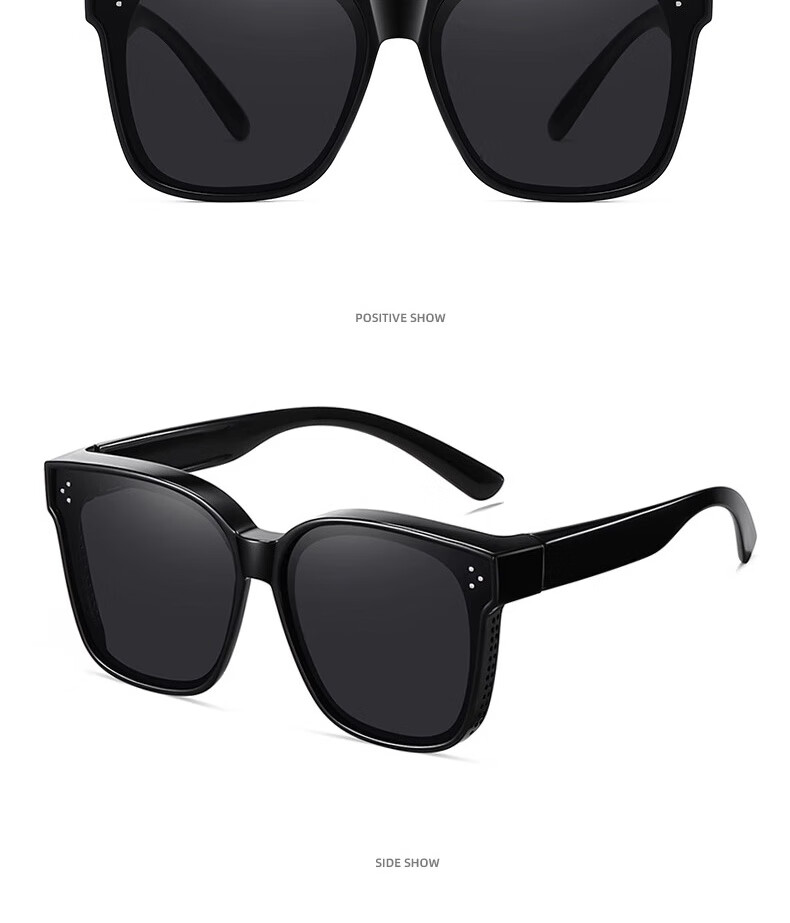 Boshide Clip-On Sunglasses, Sunglasses Clip for Myopia Glasses, Polarized Sunglasses for Men And Women, Bright Black Polarized Gray Lenses (Sanmi Nail) 18