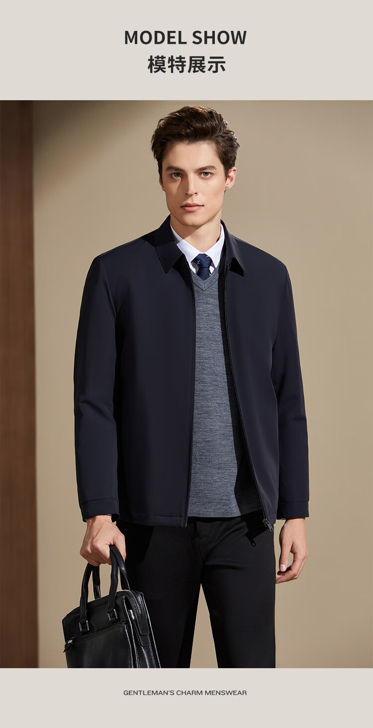 Antonio Detachable Goose Down Liner Business Casual Men's Spring Lapel Executive Jacket Warm Coat 1