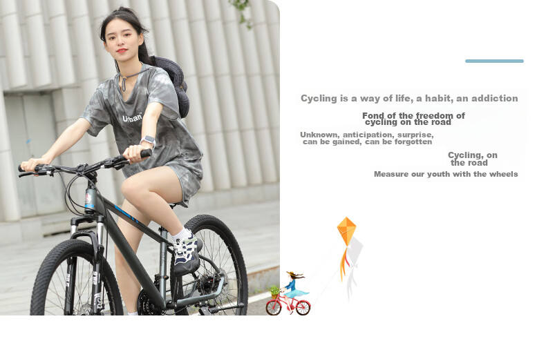 FOREVER Mountain Bike, 24-Speed, 26-Inch, Hydraulic Disc Brakes, for Men And Women, Adult And Student Use, City Off-Road Bicycle, Gray 5