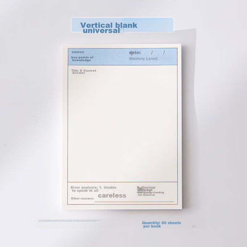 Touch Fish Error Correction Sticky Notes, Vertical And Horizontal Versions, 5-Pack Self-Adhesive Memo Pads, for Elementary And Middle School Students' Math, Chinese, English Exam Papers, Error Correction Stickers, Classroom Notes, And Correction Stickers
