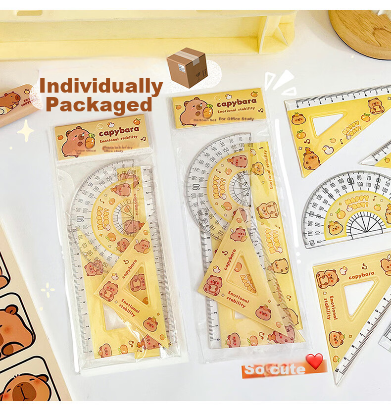 KALRENCAT Stationery Student Exam Drawing Ruler Set: 15cm Straight Ruler + 2 Triangular Rulers + Protractor, 4-Piece Set Recommended for Middle And High School Exams, National Day And Mid-Autumn Festival Gift, Blue 5