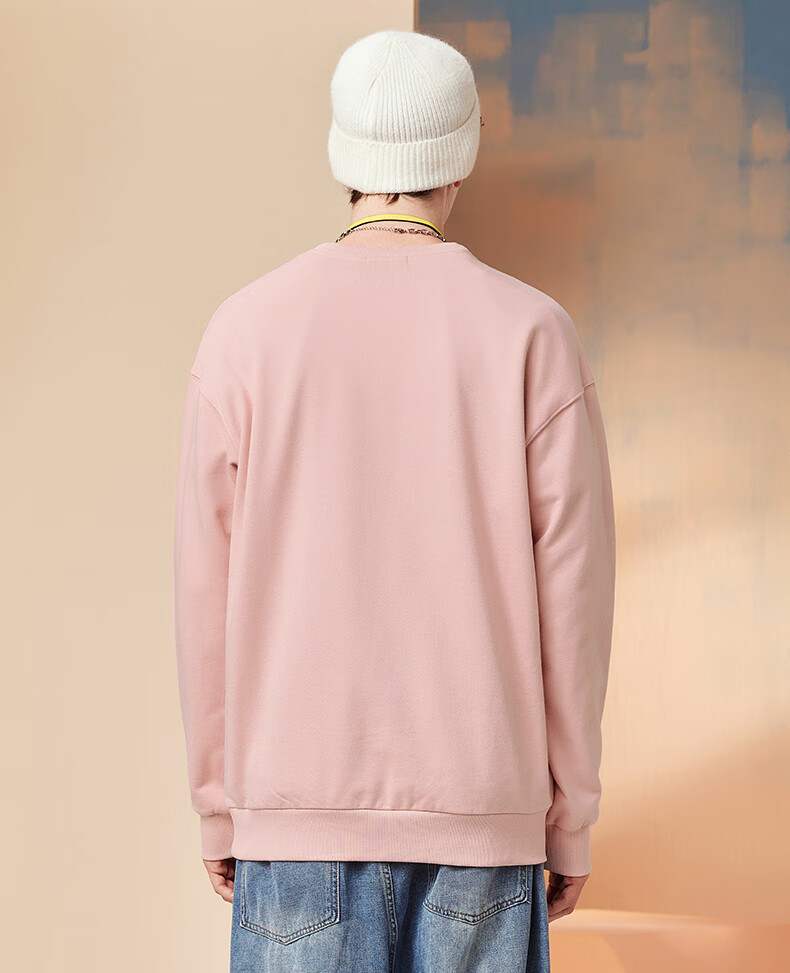 Chaersitaoxin [Bailu & Wang Churan Same Style], Pure Cotton Embroidered Crewneck Sweatshirt, Unisex Couple Style Base Layer, Light Khaki XL 7