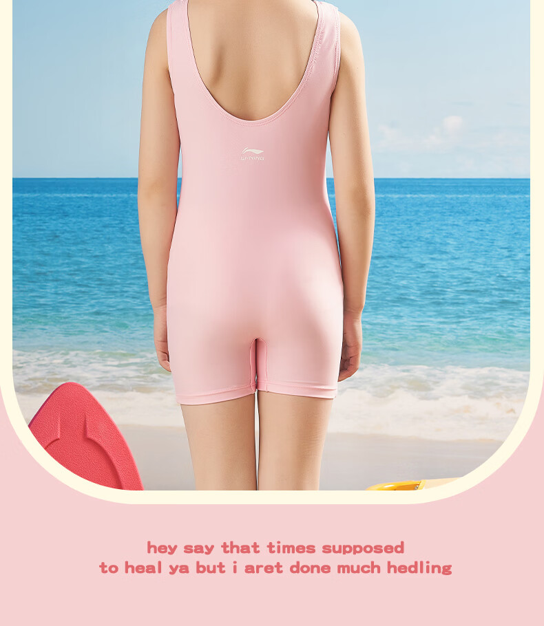 Li-Ning Children's Swimsuit, Girls' One-Piece Swimwear, Breathable Quick-Dry Swimming Training Suit 005, Lavender Purple, Size 130 14