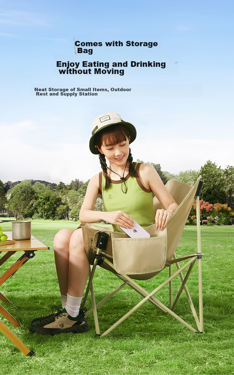 JD Original Outdoor Folding Chair, Portable Folding Moon Chair, Camping Chair, Folding Stool, Beach Chair, Fishing Chair, Extra Large Model 7