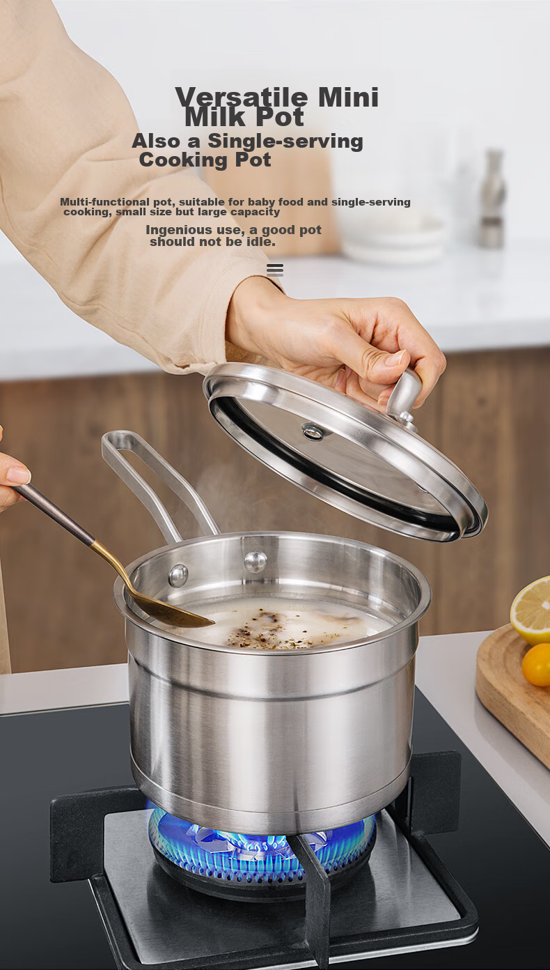 KBH Stainless Steel Milk Pot, 16cm Noodle Cooking Pot, Compatible with Induction Cooker And Open Flame, NQG18A304 7