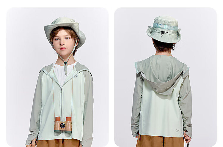 BOSIDENG National Standard Sun Protection Jacket Unisex Kids UV Protection Cooling Mint Mambo Hooded Outdoor Coat 25