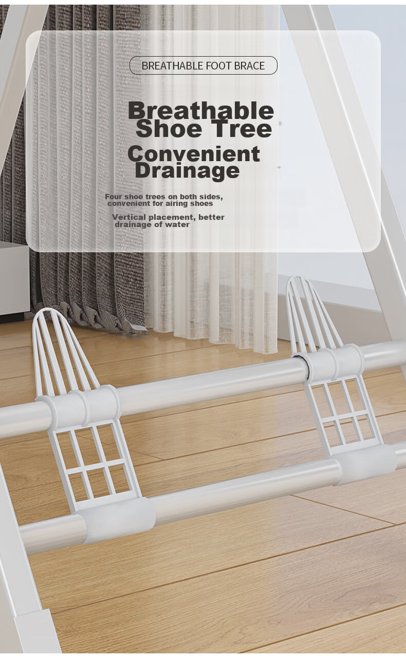 HKG Aluminum Alloy Wing-Shaped Folding Clothes Drying Rack for Balcony, Indoor And Outdoor Use, Suitable for Hanging Clothes And Quilts, 1.6m 14