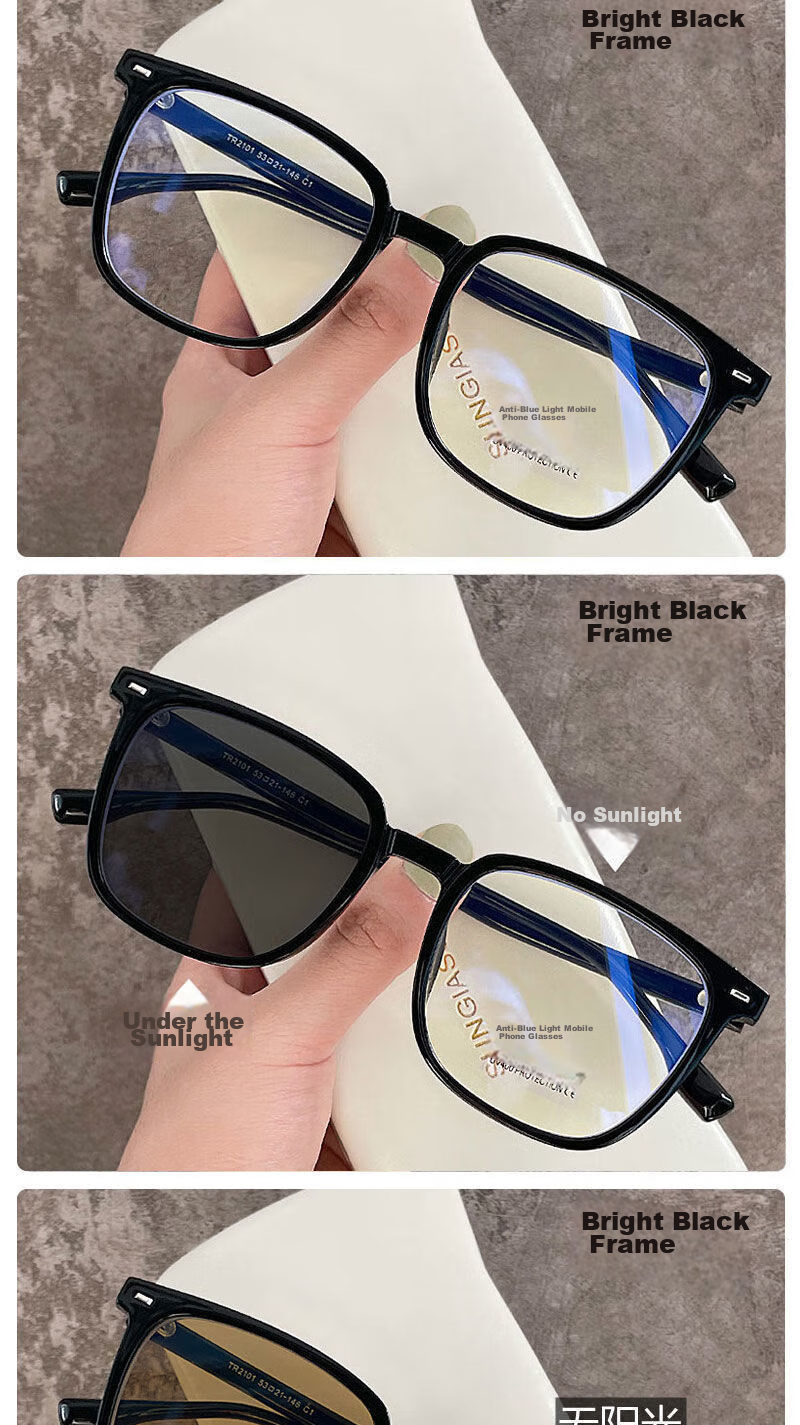 Boshide Anti-Blue Light Glasses, Unisex Radiation Protection Glasses, Non-Prescription Flat Lens Phone And Computer Eye Protection Goggles, Glossy Black Frame 12