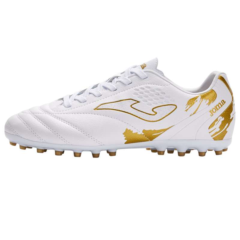 JOMA Soccer Shoes for Men, Women, Adults, Teenagers And Students, Competition MG Studs Non-Slip Football Training Shoes, White And Gold, Size 41