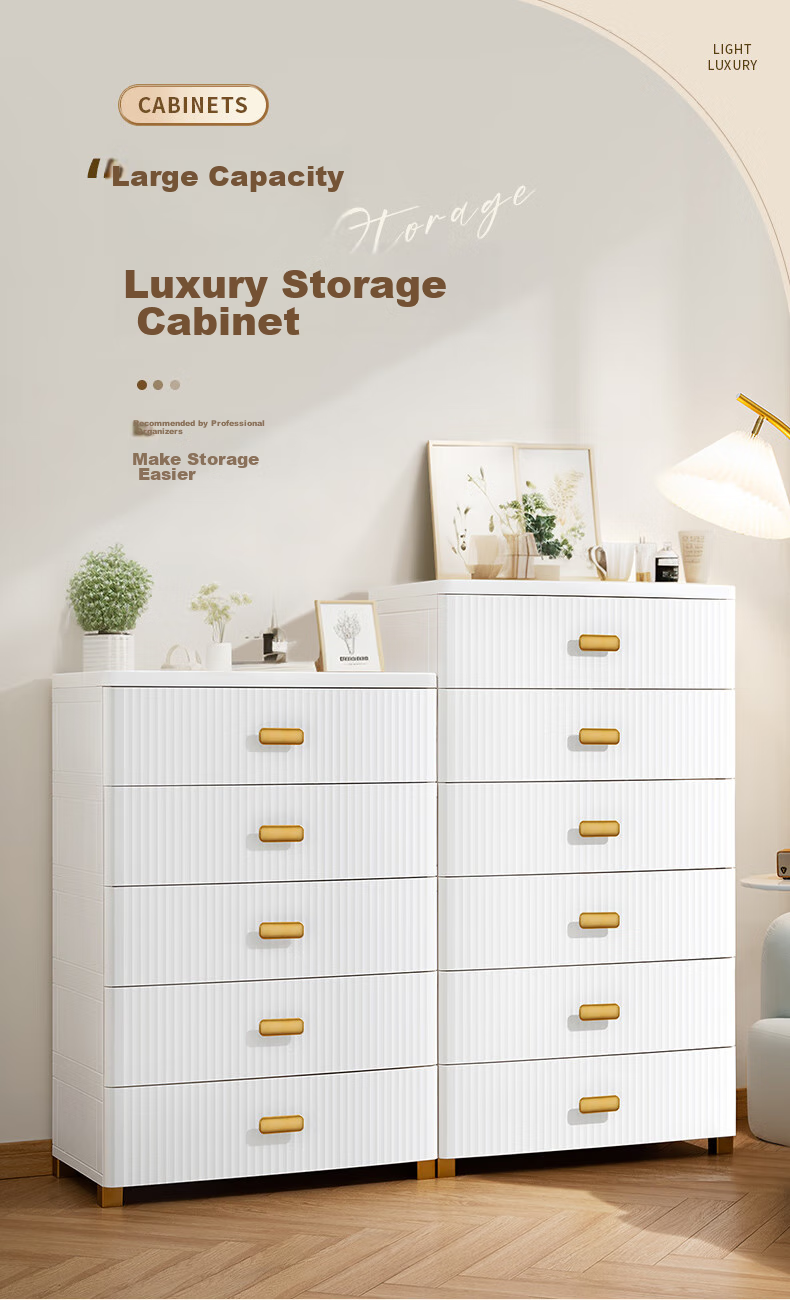 JEKO&JEKO Drawer Storage Cabinet for Bedroom Living Room, Wardrobe Bedside Table Toy Snack Organizer Five-Drawer Chest with Five Layers 1