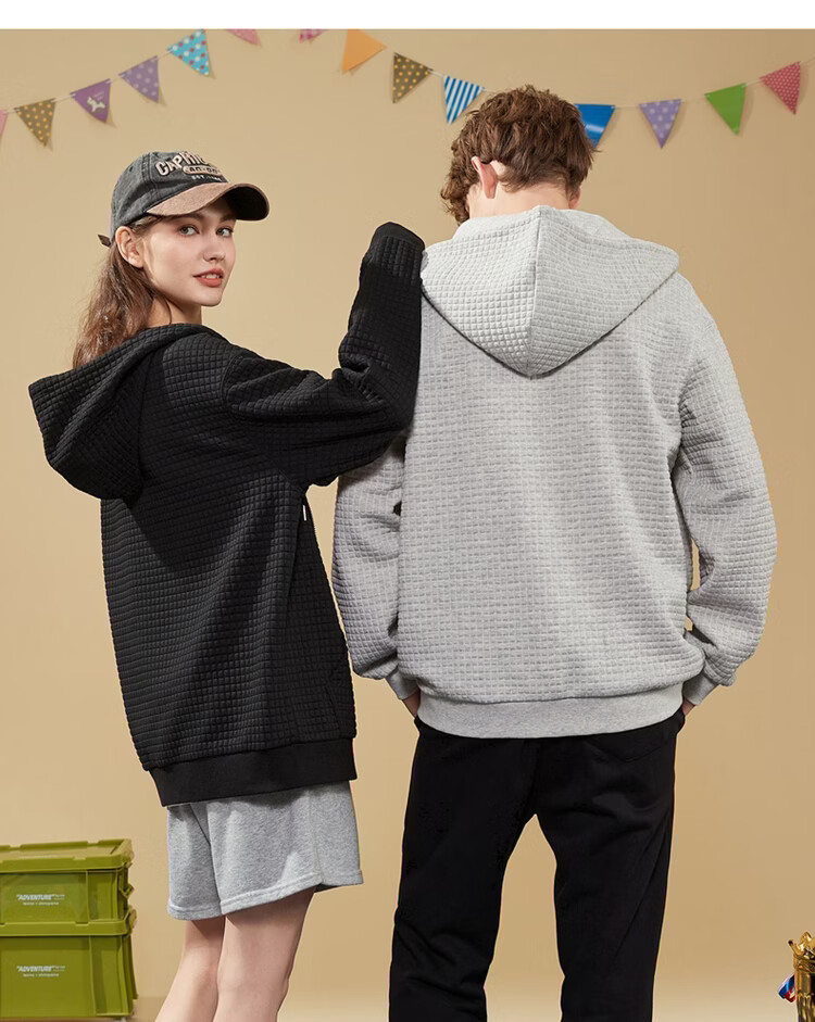 TonLion 2022 Couple's Jacket, Corn Pattern Hooded Coat, Casual Couple's Outerwear, 627130034001, Light Heather Gray, L 5