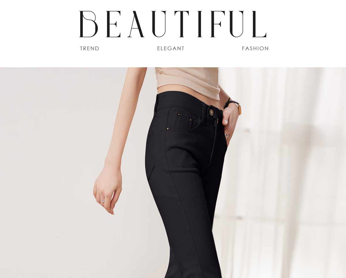She Enjoy Women's High-Waist Draped Straight-Leg Jeans Fashion Slimming Cropped Pants T141N1101 21