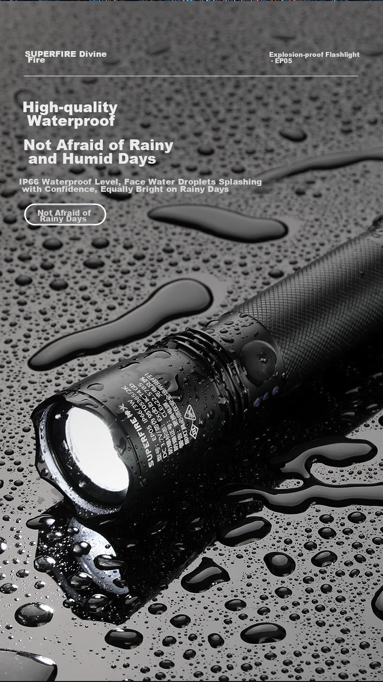 SupFire EP05 Industrial Explosion-Proof High-Intensity Flashlight LED Rechargeable Ultra-Bright Long-Range with Explosion-Proof Certificate for Construction Sites, Miners, And Firefighters 3W High-Power Ultra-Long Battery Life 8 Hours 11