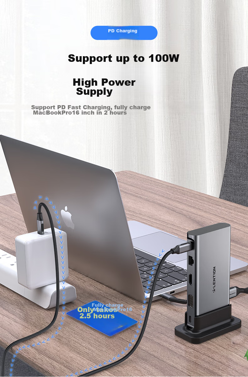 LENTION Compatible with Apple Laptops, Type-C Expansion Dock, USB 3.0 Hub, HDMI 4K Screen Mirroring Converter, Splitter Adapter, SD/TF Card Reader 3