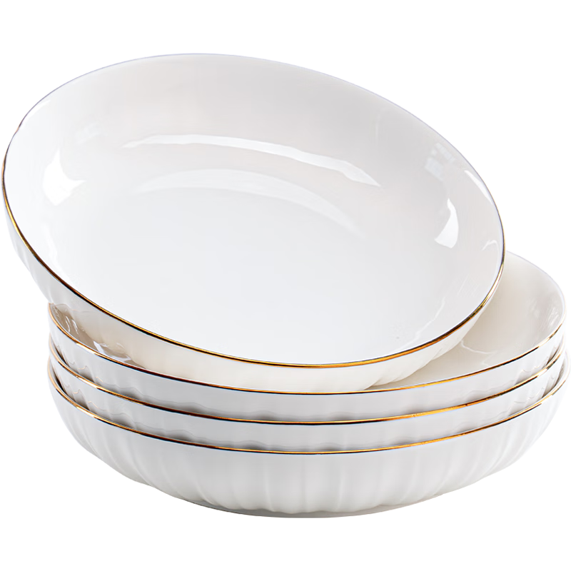 JD Original Bowl And Plate Set, Ceramic Tableware for Housewarming Gift, Shuyue Deep Plates 8 Inches * 4