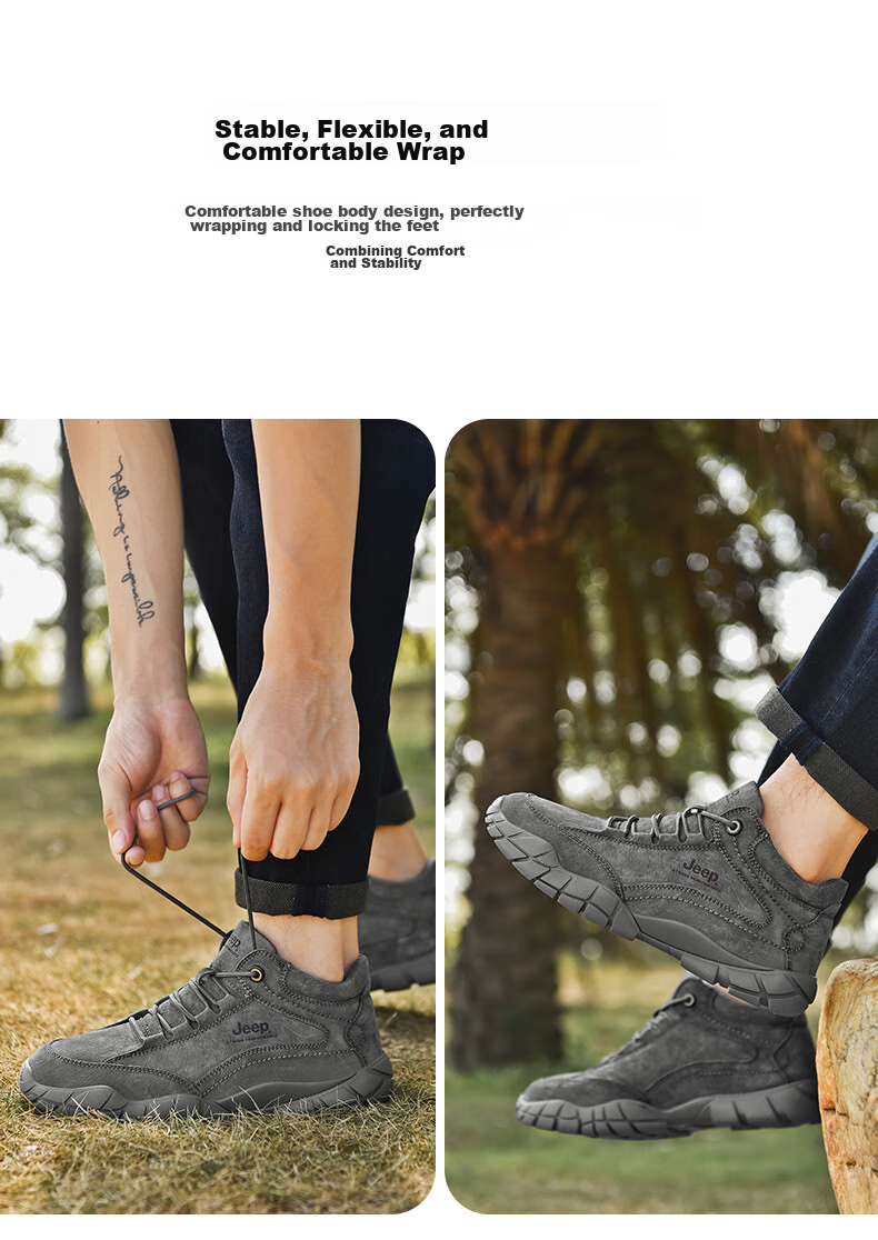 Jeep Hiking Shoes for Men, Sports Running Shoes, Warm And Cold-Resistant, Outdoor Casual Shoes, Non-Slip, Wear-Resistant, Foot-Protecting Mountaineering Shoes 1120 11
