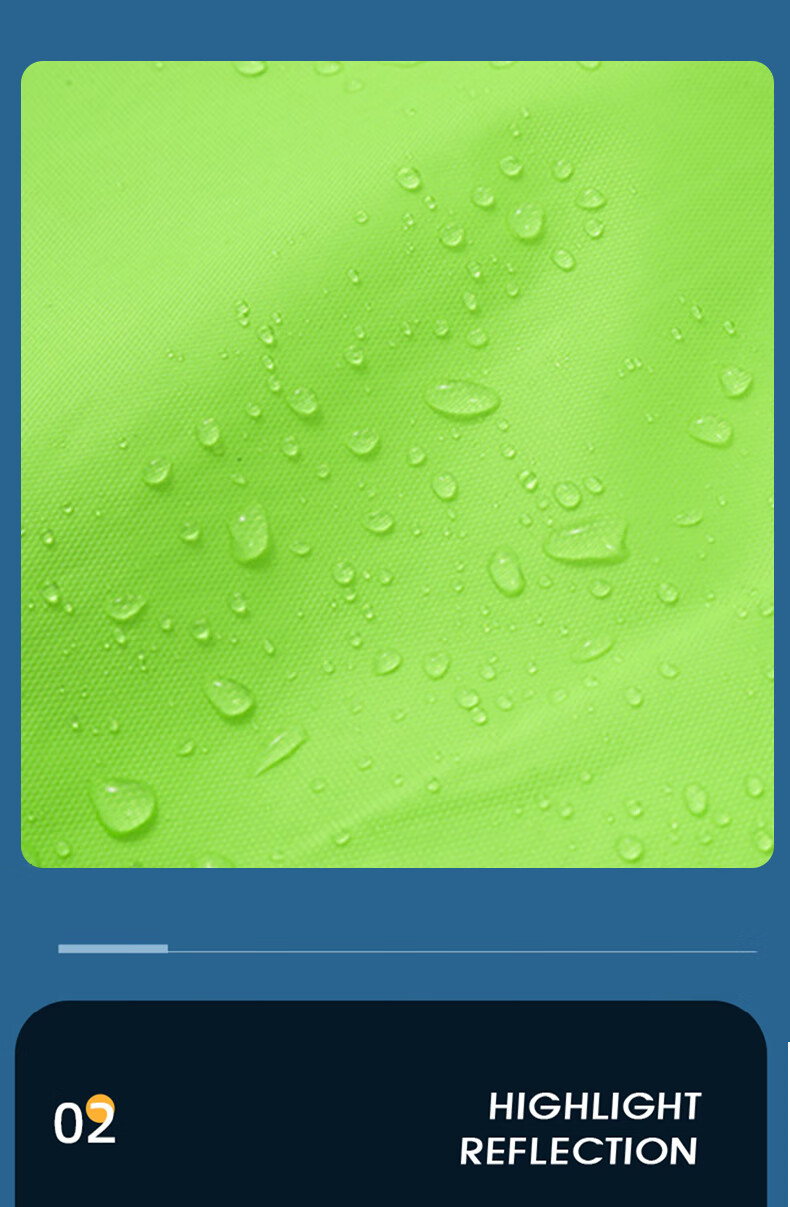 Caiyile Long Raincoat Adult Heavy Rain Flood Outdoor Construction Safety Reflective Work Rain Poncho Long Raincoat Fluorescent Green 2XL 1