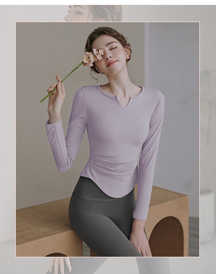 XUEXIMAN Yoga Top for Women with Built-In Bra Pads, Slim-Fit, Slimming, Spring And Autumn Sports Top, Long-Sleeve T-Shirt, Professional Running And Fitness Wear 18
