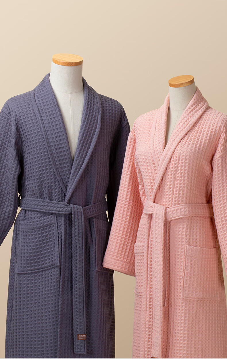 HOYO Japanese Andean Cotton Bathrobe, Class A High-End Home Bathrobe, Men's And Women's Bathrobe Sleepwear, Breathable And Absorbent, Blue Ink L Size 1