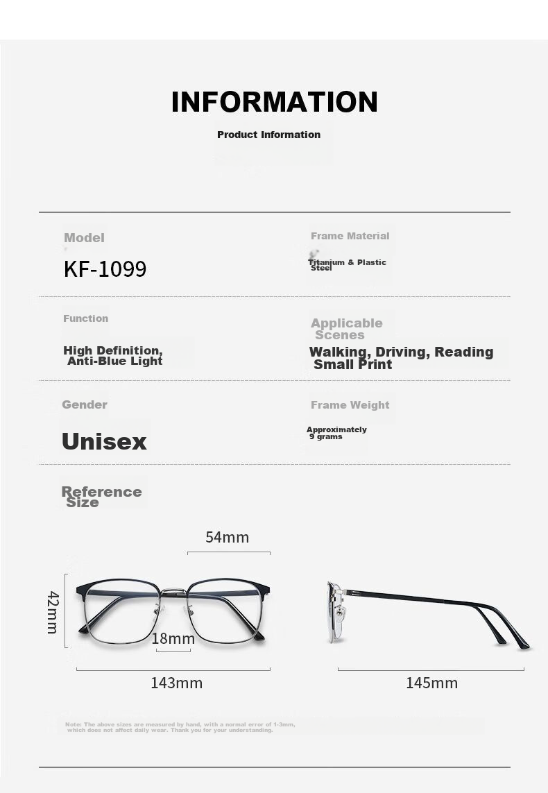 LESCA LUNETIER Imported Anti-Blue Light High-Definition Reading Glasses for Men, High-End Brand Ultra-Light Reading Eyeglasses, Black And Silver, 100 Degrees 12