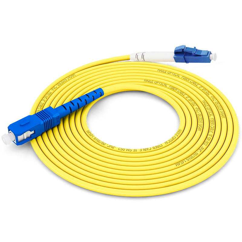 HAILE Telecom Grade Single-mode 10G Optical Fiber Patch Cord Single-mode Simplex Φ3.0 (LC-SC, 9/125) 2m Fiber Optic Pigtail HJ-1LC-SC-S2