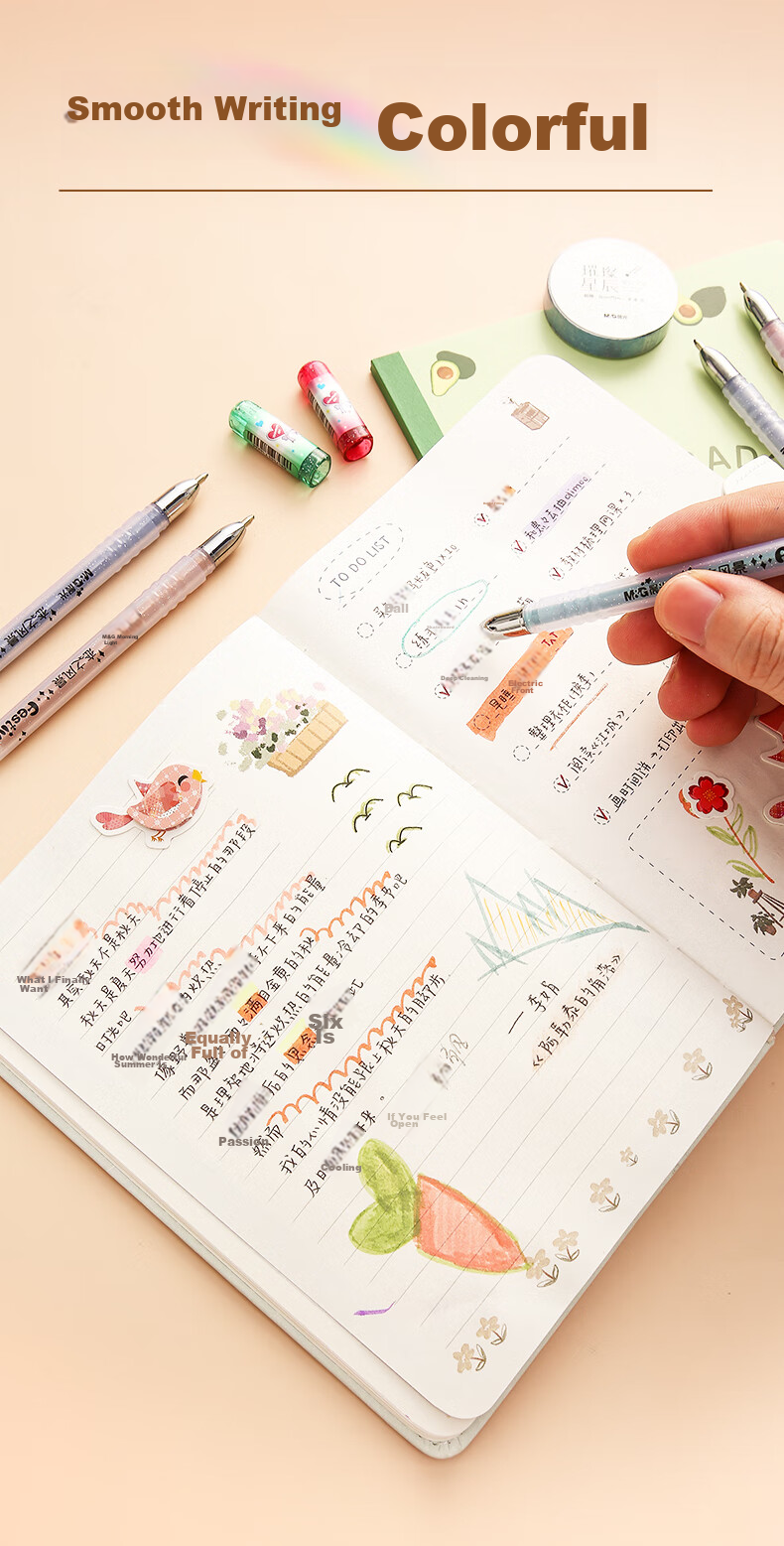 M&G Stationery, 1.0mm Flashing Colorful Gel Pens, Bullet Tip Signing Pens, Multi-Color Planner Pens, Ink Pens, 8 Pcs/box GP1311 Back-To Essential 4