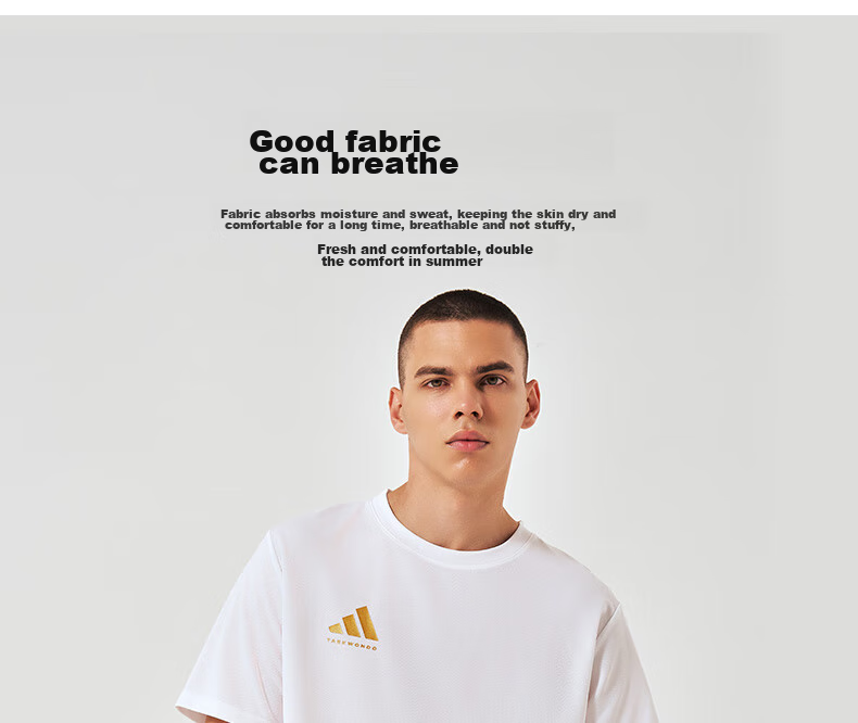 Adidas Men's T-Shirt, Summer Sports Breathable Lightweight Loose Cotton Short Sleeve, Cotton White/gold, 2XL 5