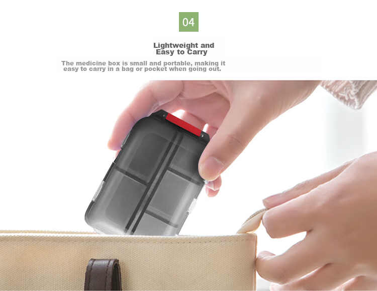 Banzheni Portable Pill Box, Japanese Mini 10-Compartment Small Pill Organizer, Portable Storage Box, Medicine Container, Weekly Travel Personal Pill And Capsule Dispenser, Gray 6