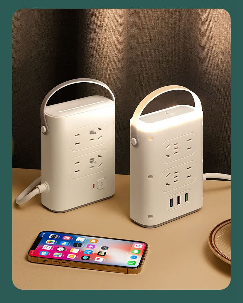 Aleleke Portable Standing Three-Tier Power Strip, 12 Outlets with Master Switch, 3 USB Ports for Charging, Night Light with Three Color Temperatures, Overload Protection, Extension Cord, 1.6m to 2m 26