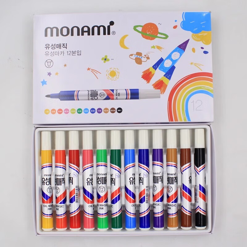 Monami 05007 Imported Marker Pen Oil-Based CD Disc Pen Colorful Broad Tip Signature Pen Black 3-Pack 7