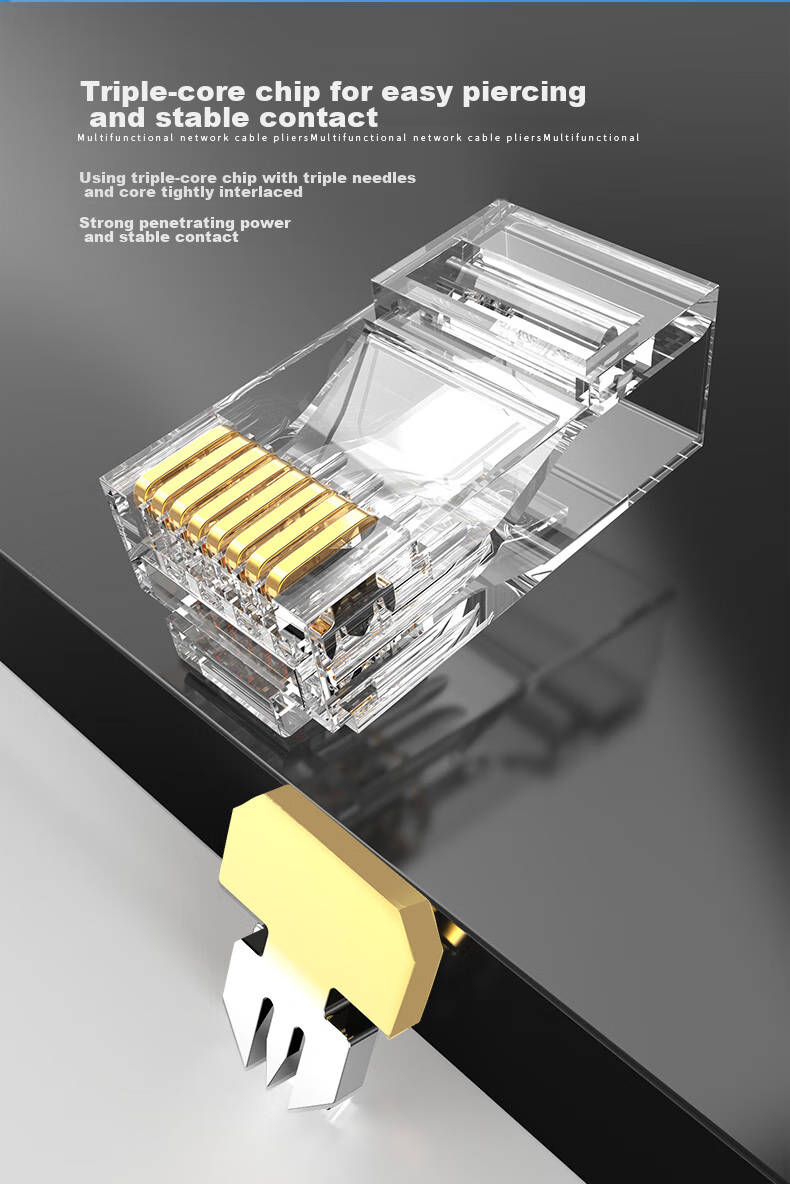 AUCAS Cat5e Crystal Head RJ45 Engineering-Specific Connector, Pure Copper Gold-Plated, 8-Pin 8P8C Computer Connector, 100 Pieces/jar, ACRJ56UP 6