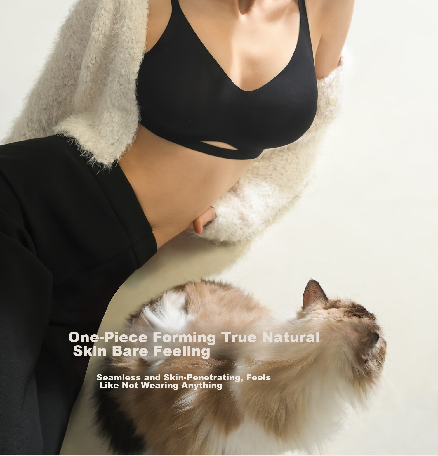Sujiliangpin Cat Ear Cup Outer Expansion Bra for Women, Flat Chest Special, Small Breast Push-Up, Enhancing, Cartoon Breast Bra, Wireless Brassiere 15