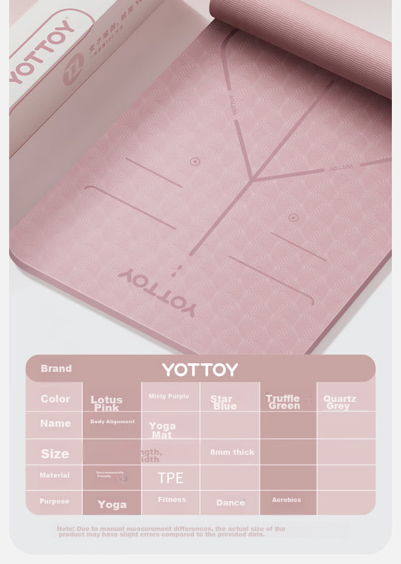 Yottoy Yoga Mat Fitness Mat Thickened Widened Extended Non-Slip 200*100cm Exercise Training Mat for Men And Women 8mm 21