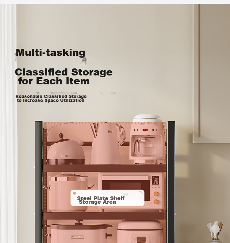QIAONAMEI Kitchen Storage Rack, Floor-Standing Multifunctional Microwave Organizer, Utensil And Vegetable Storage Shelf, QNM6390-BK 7