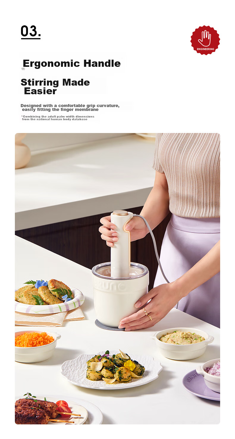 BRUNO Meat Grinder And Seasoning Machine, Small Home-Use Mincer, Vegetable Chopper, Multifunctional Mixer [Upgraded Ceramic], Milk Purple 7