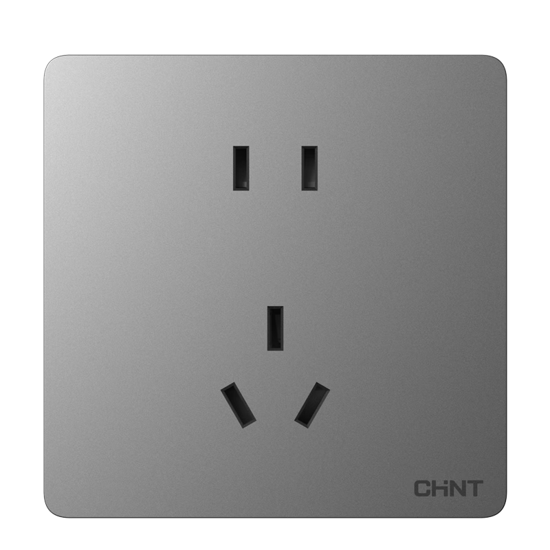 CHNT Socket Wall Panel, Home Use 86-Type Panel, Five-Hole Socket NEW6C, Phantom Silver Gray
