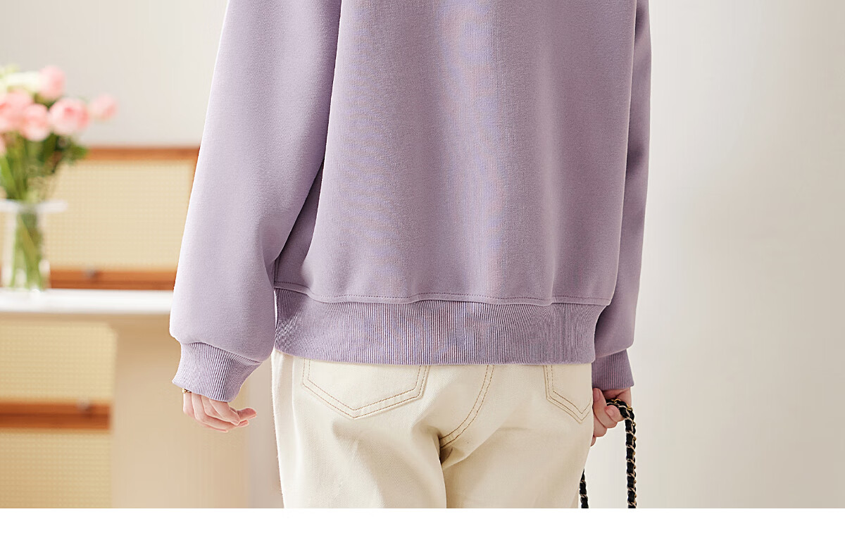 PinCai Relaxed Fit Sweatshirt for Women, Solid Color Round Neck Simple Loose Sweatshirt, Fashionable Casual Versatile Top P143W1031 47