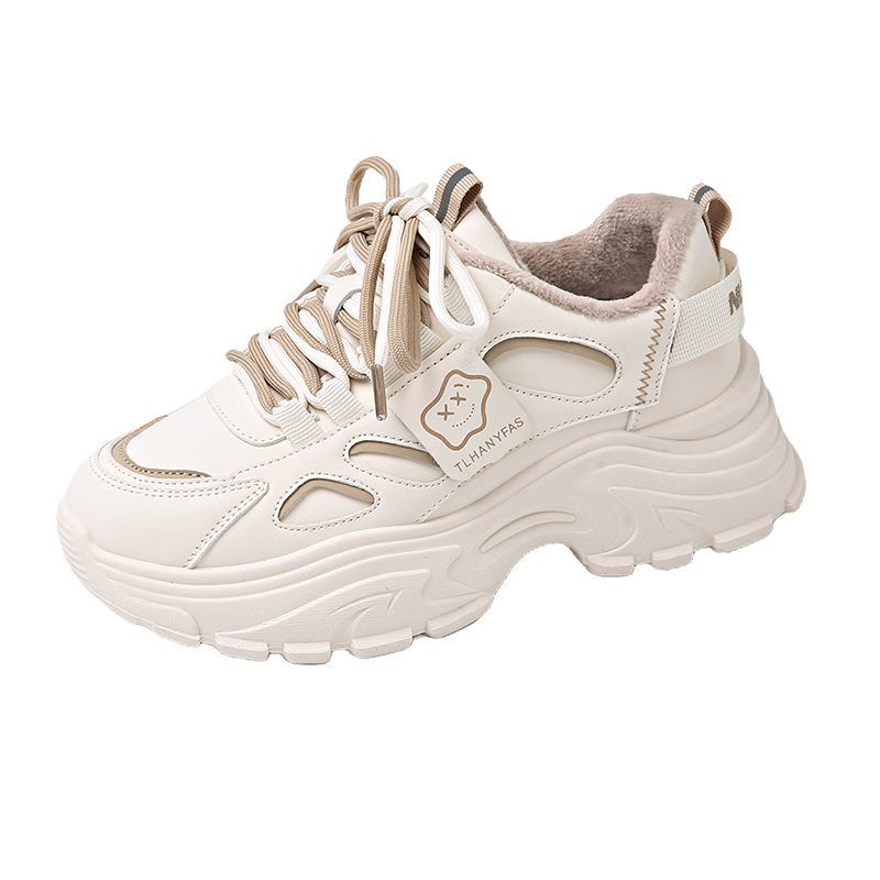 CARTELO Fleece-Lined Dad Sneakers Women's Winter Warm Casual Cotton Sports Running Shoes 1546M Mika Size 40